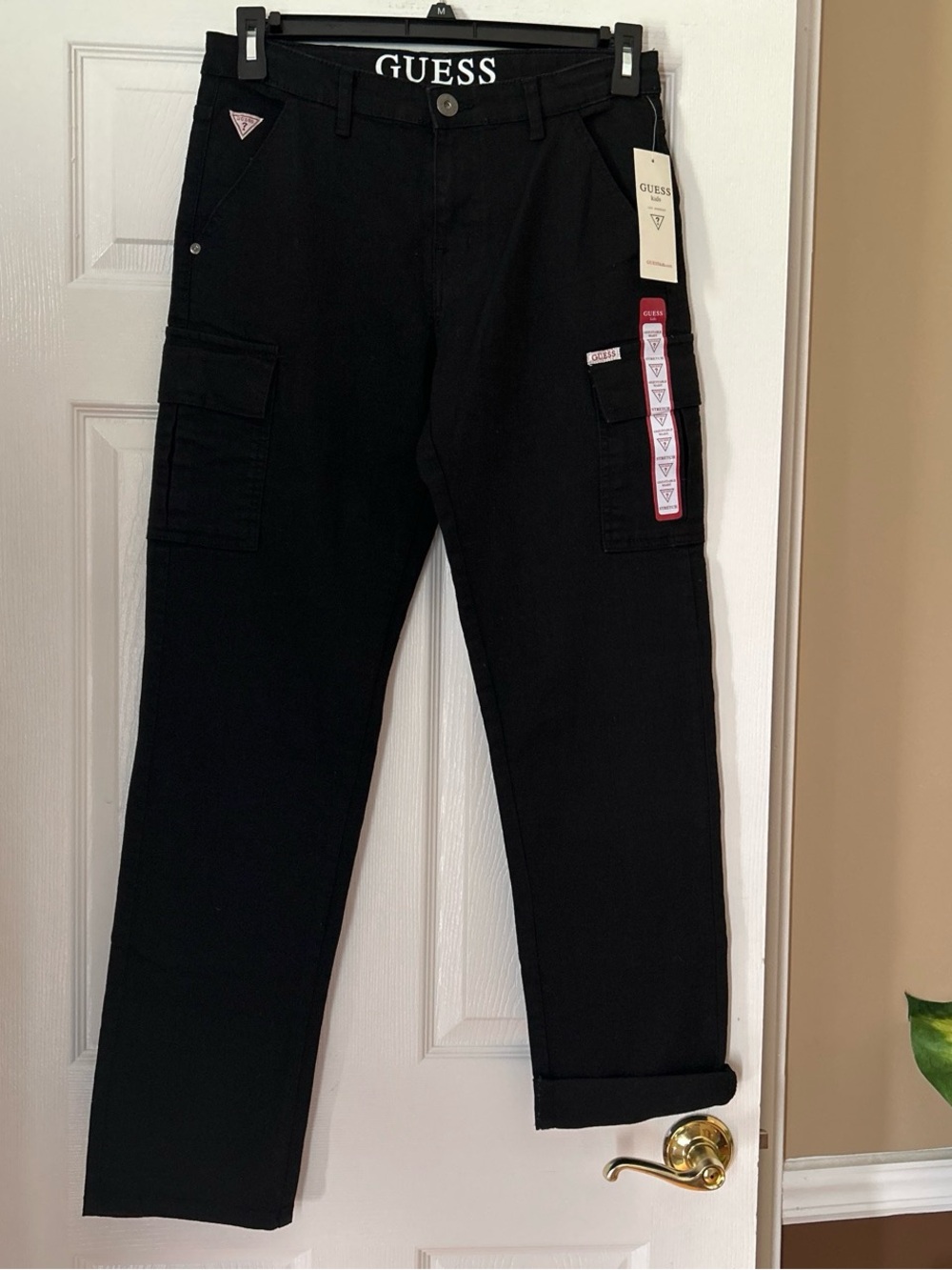 GUESS Kids Youth Boy’s Black Denim Cargo Pants ~ Size 16